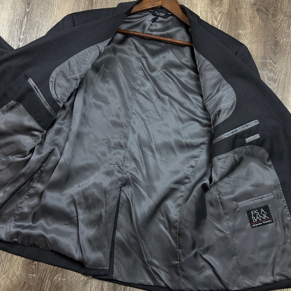 Jos A Bank Signature Collection Wool Blazer 44S Charcoal Grey Suit Jacket - Picture 4 of 11